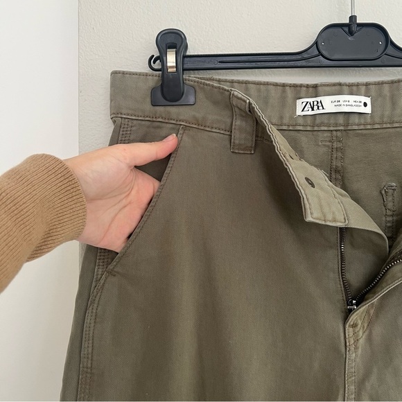 Zara High-Waisted Cargo Pants – Utility, Workwear, Streetwear - Size 6 - Green - Picture 8 of 14